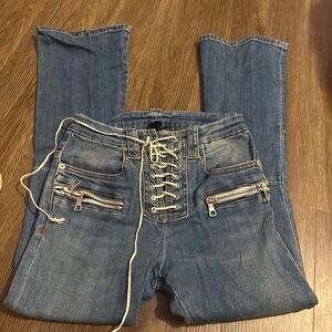 Blue Lace-Up Women's Jeans